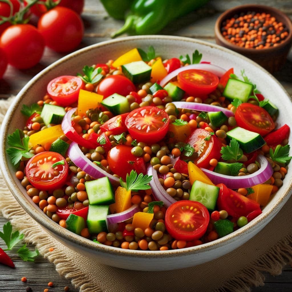 Salada de Lentilha com Vegetais Frescos
