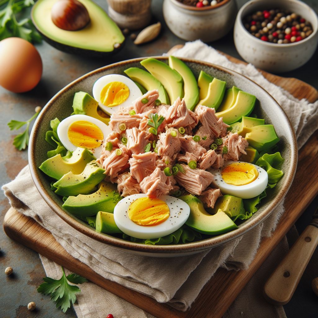 Salada de Atum com Abacate e Ovos Cozidos