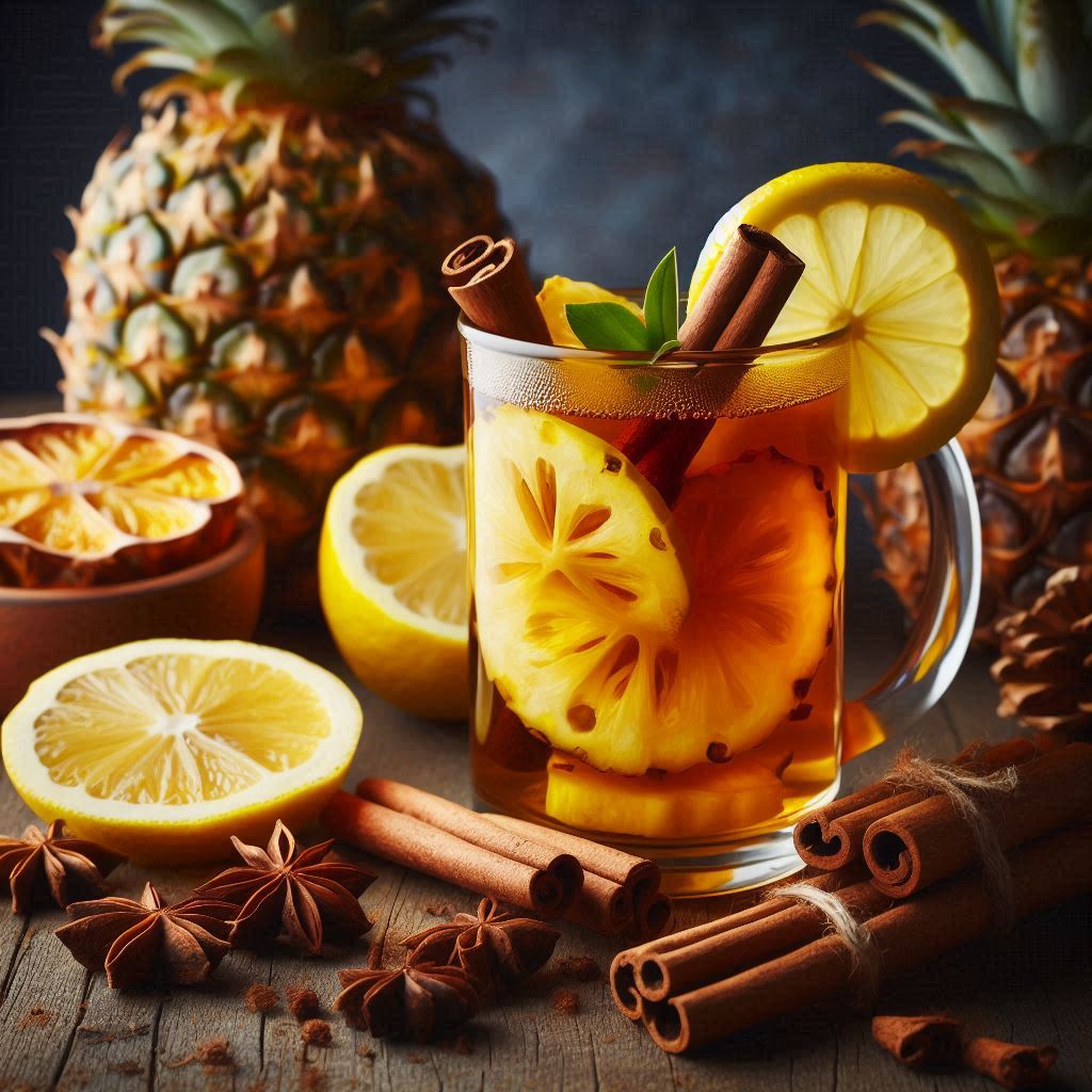 Chá de Cascas de Abacaxi com Canela e Limão