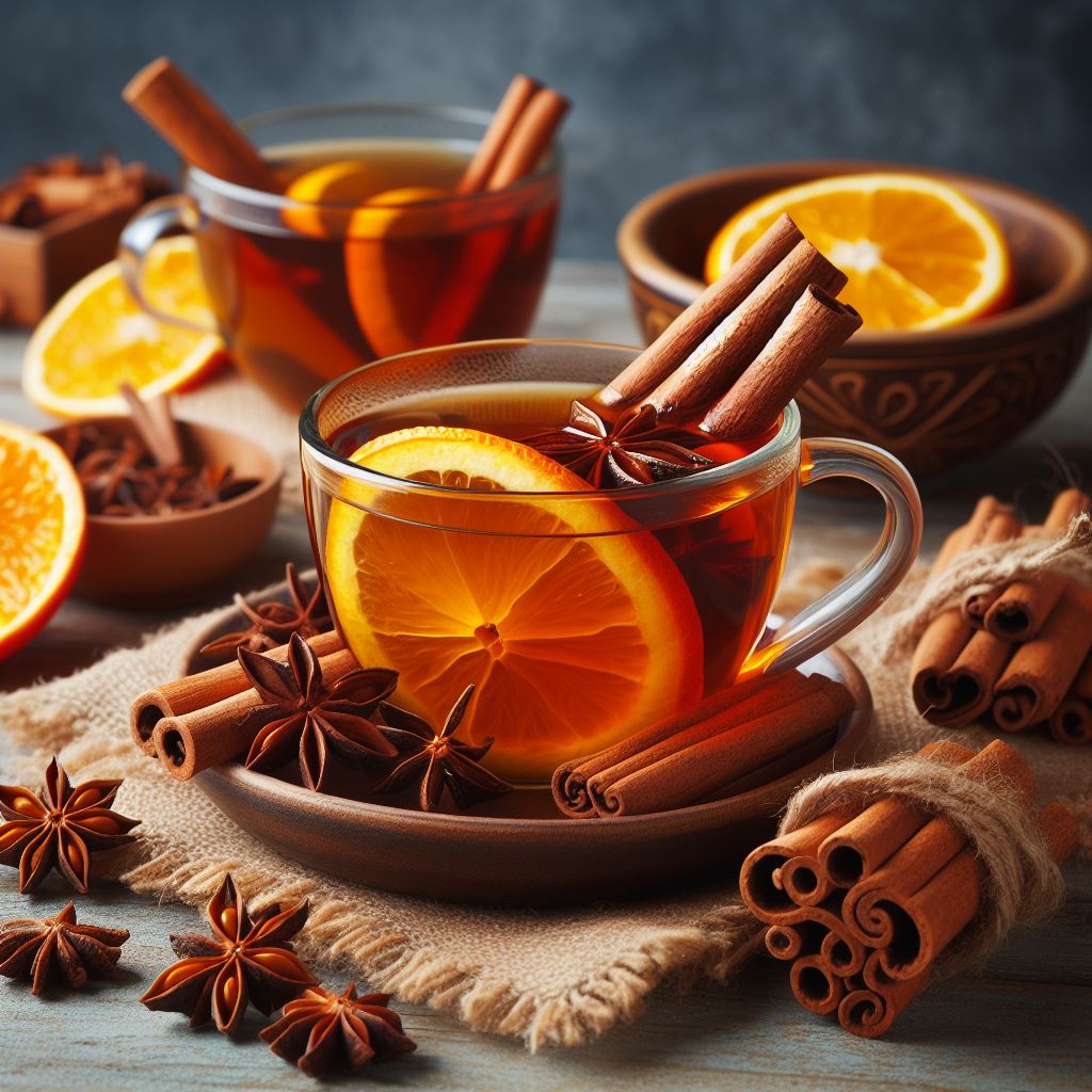 Chá de Canela com Casca de Laranja e Anis-Estrelado